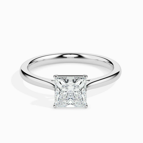 Meryn Jewel 1.37 Ct Princess Cut Lab Created Diamond Engagement Ring - 14K White Gold Plated Ring for Women - Perfect for Weddings and Anniversaries - Gorgeous Gift Idea - Prong Set Elegance