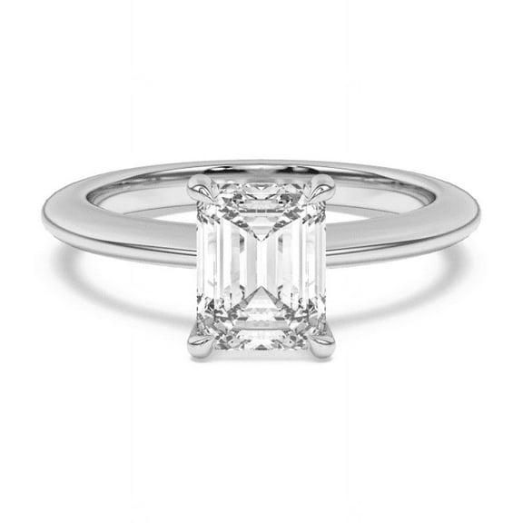 Meryn Jewel 1.8 Ct Emerald Cut Lab Created Diamond Engagement Ring - 14K White Gold Over Two Tone Ring - Wedding Ring for Women - Anniversary Gift - Proposal Ring - Solitaire Ring - As Per Image