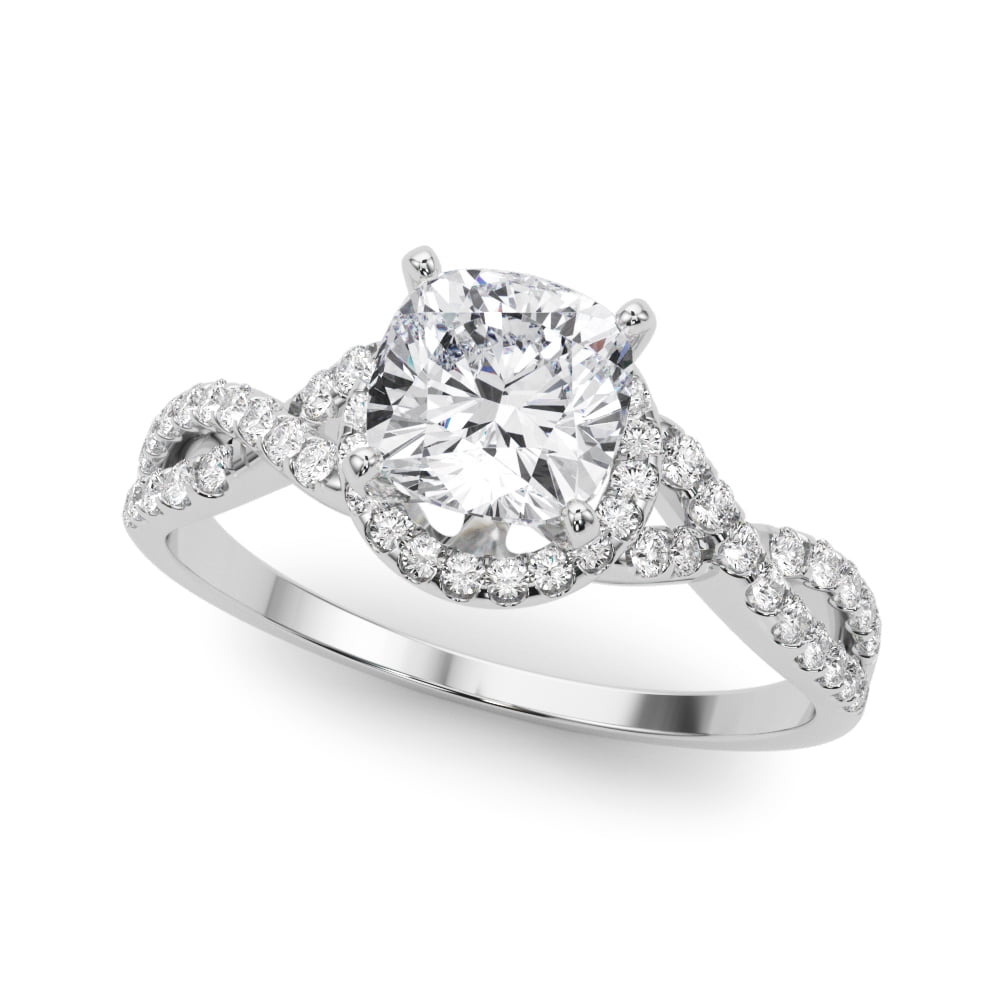 Meryn Jewel 14K White Gold Plated 1.37 Ct Cushion Cut Lab Created Diamond Ring - Radiant Engagement Wedding Ring for Women - Sparkling Oval Diamond Ring for Her - Wedding Anniversary Ring for Women