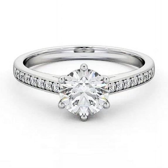 Meryn Jewel 14K White Gold Plated Ring - 2 Ct Brilliant Round Cut Diamond - Accent Solitaire Ring for Her - Elegant Silver Occasion Jewelry