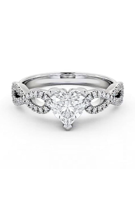 14K White Gold Plated Rings - 2 Ct Heart Cut Diamond Rings for Women - Infinity Twist Stacking Wedding Rings - Crisscross Diamond Proposal Jewelry