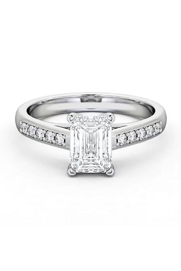 2.1 Ct Emerald Cut Diamond Ring - 14K White Gold Plated Bridal Ring - Engagement Diamond Jewelry for Women's - Wedding Rings On Clearance Sale