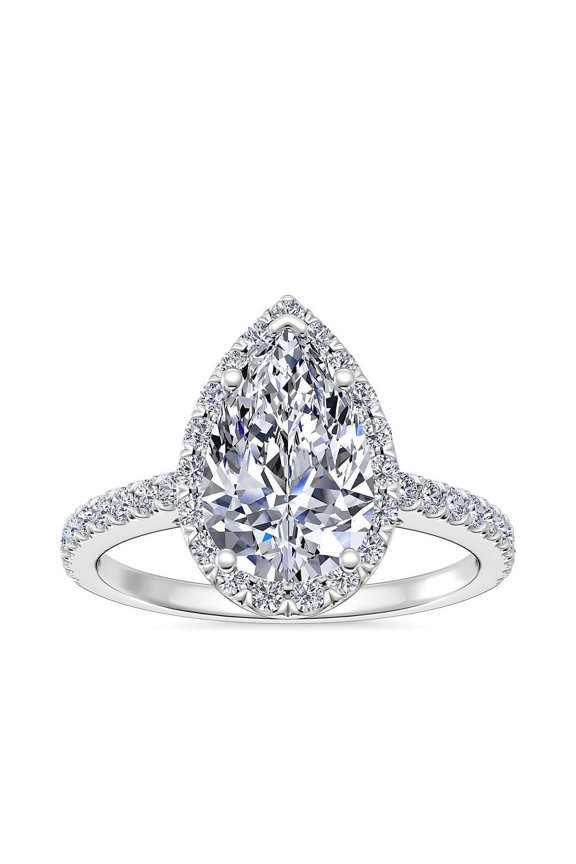 2.3 Ct Pear Cut Diamond Rings - 14K White Gold Plated Jewelry - Women's Engagement Bands - Modern Bridal Anniversary Ring - Wedding Gift Piece