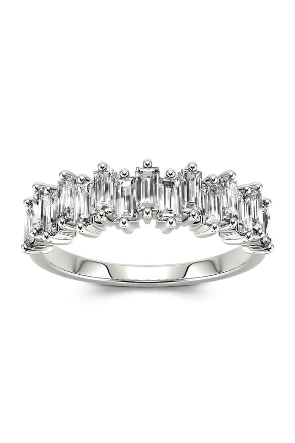 2 Ct Baguette Cut VVS1/D Lab Created Diamond Ring - 14K White Gold Plated Women's Classic Engagement Ring - Gorgeous Eternity Wedding Band for Her