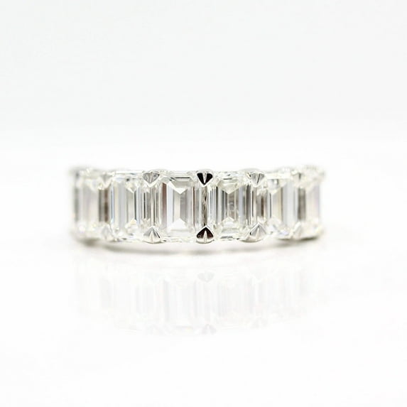Meryn Jewel 2 Ct Emerald Cut Diamond Engagement Band for Women - Lab Created in 14K White Gold Plated Band - Elegant Prong Setting Band - Perfect for Proposals, Weddings, or Special Occasions