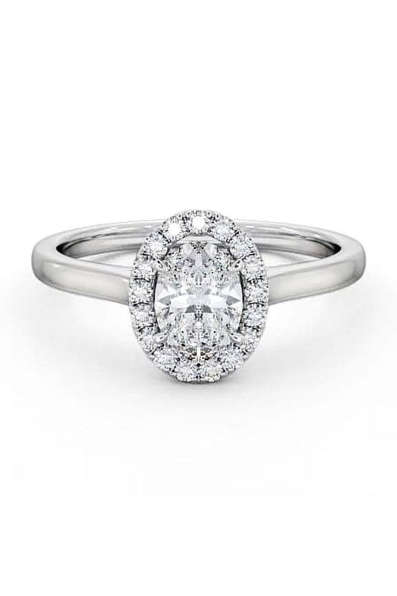 2 Ct Oval Cut Simulated Diamond Engagement Ring - 14K White Gold Plated Band for Her - Wedding Halo Promise Ring - Bridal Gift Jewelry