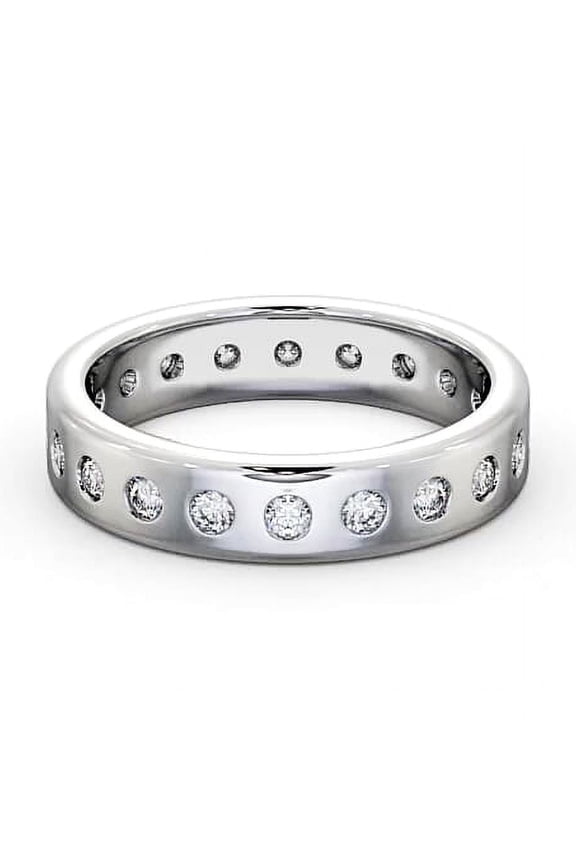 Flush Set 0.7 Ct Round Cut Diamond Rings - 14K White Gold Plated Rings - Diamond Engagement Wedding Rings for Women's - Timeless Eternity Band - Chic Stacking Rings for Gifting