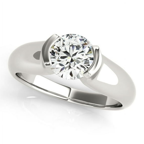 Meryn Jewel Half Bezel Engagement Wedding Diamond Ring for Women's - 14K White Gold Plated Ring - Round Cut Lab Created Diamond 1.5 Ct - Solitaire Ring for Her - Classic Engagement Wedding Ring