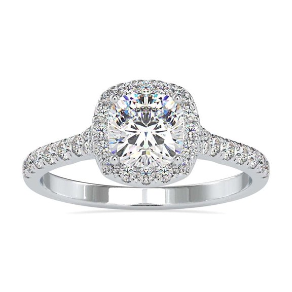Meryn Jewel Halo Engagement Ring for Women - 1.47 Ct Round Cut Lab Created Diamond - 14K White Gold Plated Ring - Elegant Prong Setting - Ideal for Proposals, Weddings, and Birthday Celebrations
