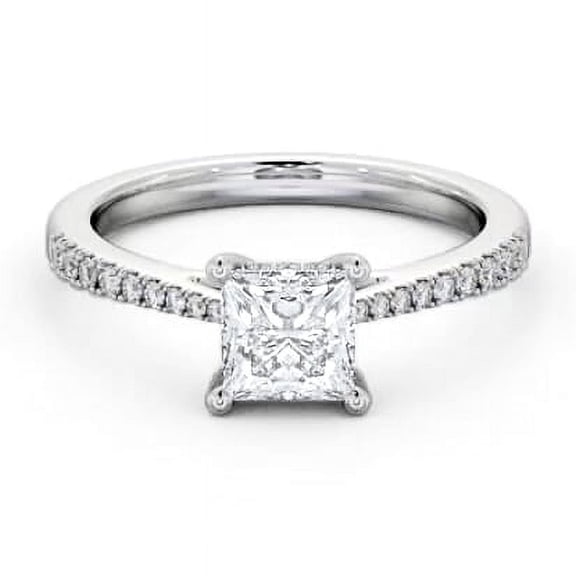 Meryn Jewel Prong Set 2 Ct Princess Cut Lab Created Ring - 14K White Gold Plated Ring for Her - Hidden Halo Sparkle Occasion Rings - Romantic Proposal Ring For Herfriend