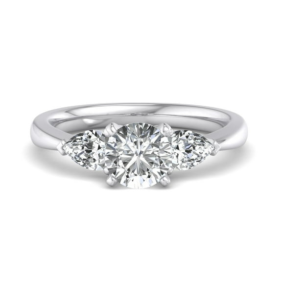 Meryn Jewel Three Stone Engagement Ring - 14K White Gold Plated 1.4 Ct Round Cut Lab Created Diamond Ring - Stunning Wedding Jewelry for Women - Elegant Proposal Ring for Her - Timeless Bridal Ring