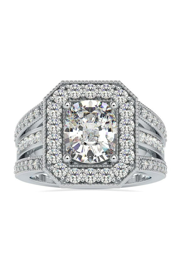 Women's 1.8 Ct Cushion Cut Engagement Ring - Lab Created Diamond in 14K White Gold Over - Perfect for Proposals and Special Occasions - Elegant Prong Setting for Lasting Memories