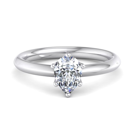 Meryn Jewel Women's Engagement Ring - 1.4 Ct Pear Cut Lab Created Diamond - 14K White Gold Over Ring - Wedding Ring - Classic Solitaire Style - Anniversary Gift for Her - Best Friend Forever Ring
