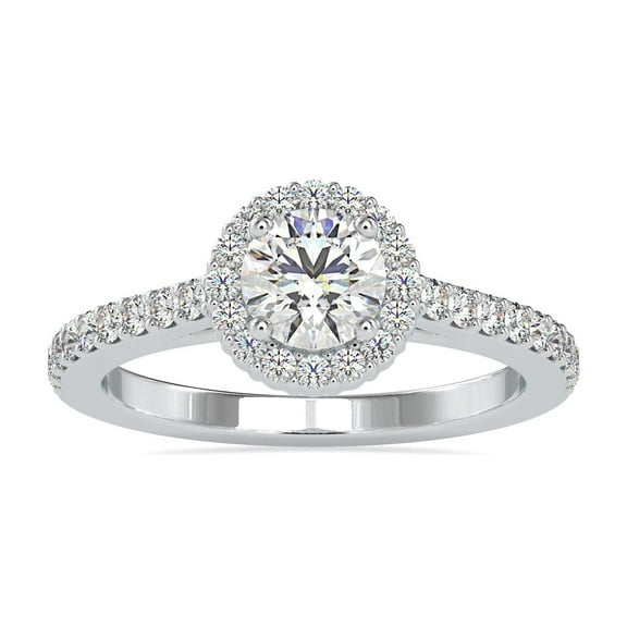 Meryn Jewel Women's Halo Engagement Ring - 1.4 Ct Round Cut Lab Created Diamond - 14K White Gold Over - Beautiful Prong Setting - Ideal Gift for Her - Perfect for Anniversaries and Birthdays
