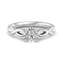 Meryn Jewelry 1.37 Ct Moissanite Twisted Engagement Ring for Women - Round Cut in 14K White Gold Plated Ring - Stunning Promise Ring for Her - A Heartfelt Gift for Your Special Moments