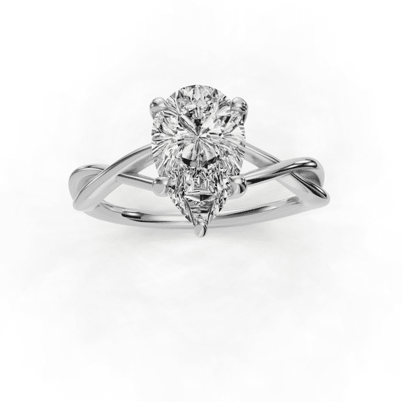 Meryn Jewelry 1.37 Ct Pear Cut Moissanite Engagement Ring - 14K White Gold Plated Ring - Women's Wedding Jewelry - Anniversary Rings for Women's Moissanite - 50 Year Anniversary Gifts for Couples