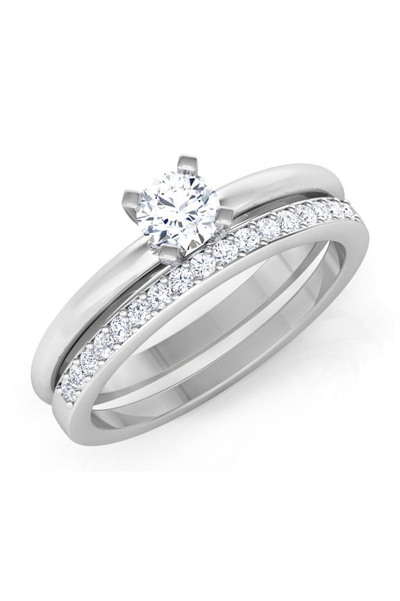 ry 1.37 Ct Round Cut Moissanite Engagement Ring Set - 14K White Gold Plated- Perfect for Women - Bridal Jewelry - Prong Setting - Ideal Proposal Ring for Weddings and Anniversary