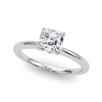 Meryn Jewelry 1.57 Ct Asscher Cut Moissanite Engagement Ring - Women's 14K White Gold Plated Solitaire - Perfect for Proposals and Anniversaries - Gift for Her - Prong Set Luxury Jewelry