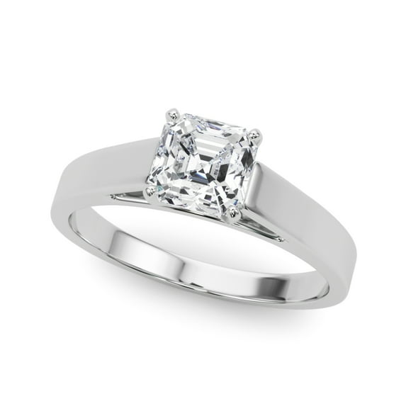 Meryn Jewelry 1.57 Ct Asscher Cut Moissanite Wedding Ring - 14K White Gold Plated Engagement Anniversary Ring - Women's Solitaire Moissanite Jewelry - Gifts for Her - Celebrate Your Love Story