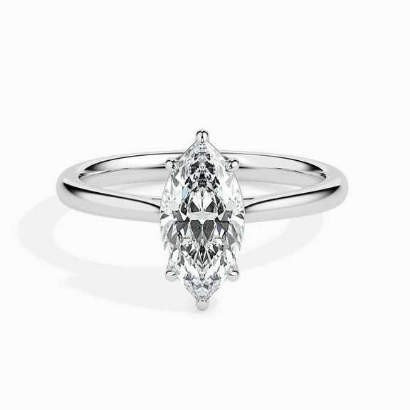Meryn Jewelry 1.57 Ct Marquise Cut Moissanite Engagement Ring - Women's 14K White Gold Plated - Stunning Solitaire with Accents - Perfect for Proposal, Anniversaries, or Birthday Celebration