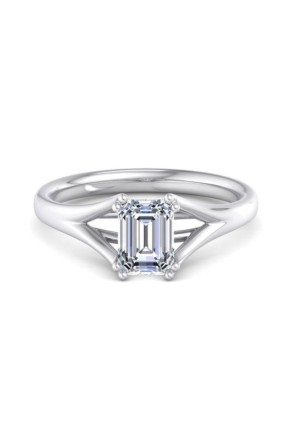 ry 1.57 Ct Moissanite Engagement Ring - Women's Emerald Cut Solitaire Ring - 14K White Gold Plated Ring - Celebrate Your Commitment with a Beautiful Design - Jewelry Gift for Her