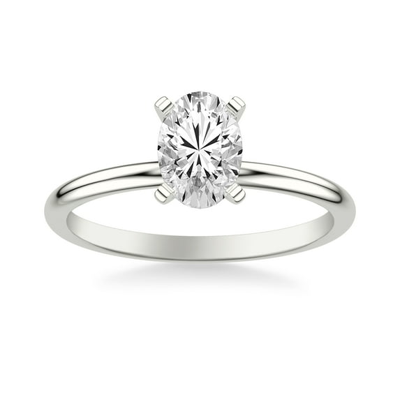 Meryn Jewelry 1.57 Ct Oval Cut Moissanite Engagement Ring - 14K White Gold Plated Wedding Ring - Timeless Solitaire Style for Women - Moissanite Anniversary Ring - Wedding Jewelry for Women