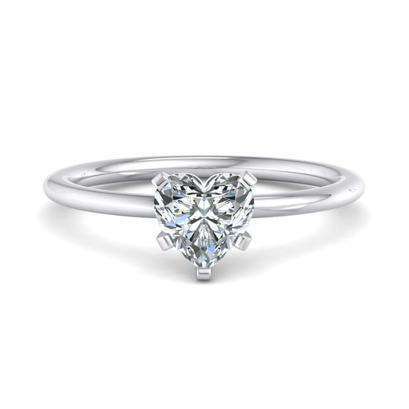 Meryn Jewelry 1.67 Ct Heart Cut Moissanite Solitaire Ring - 14K White Gold Plated Engagement Ring for Women - Ideal for Proposal, Wedding Gift, Birthday Celebration, Prong Set, Timeless Design