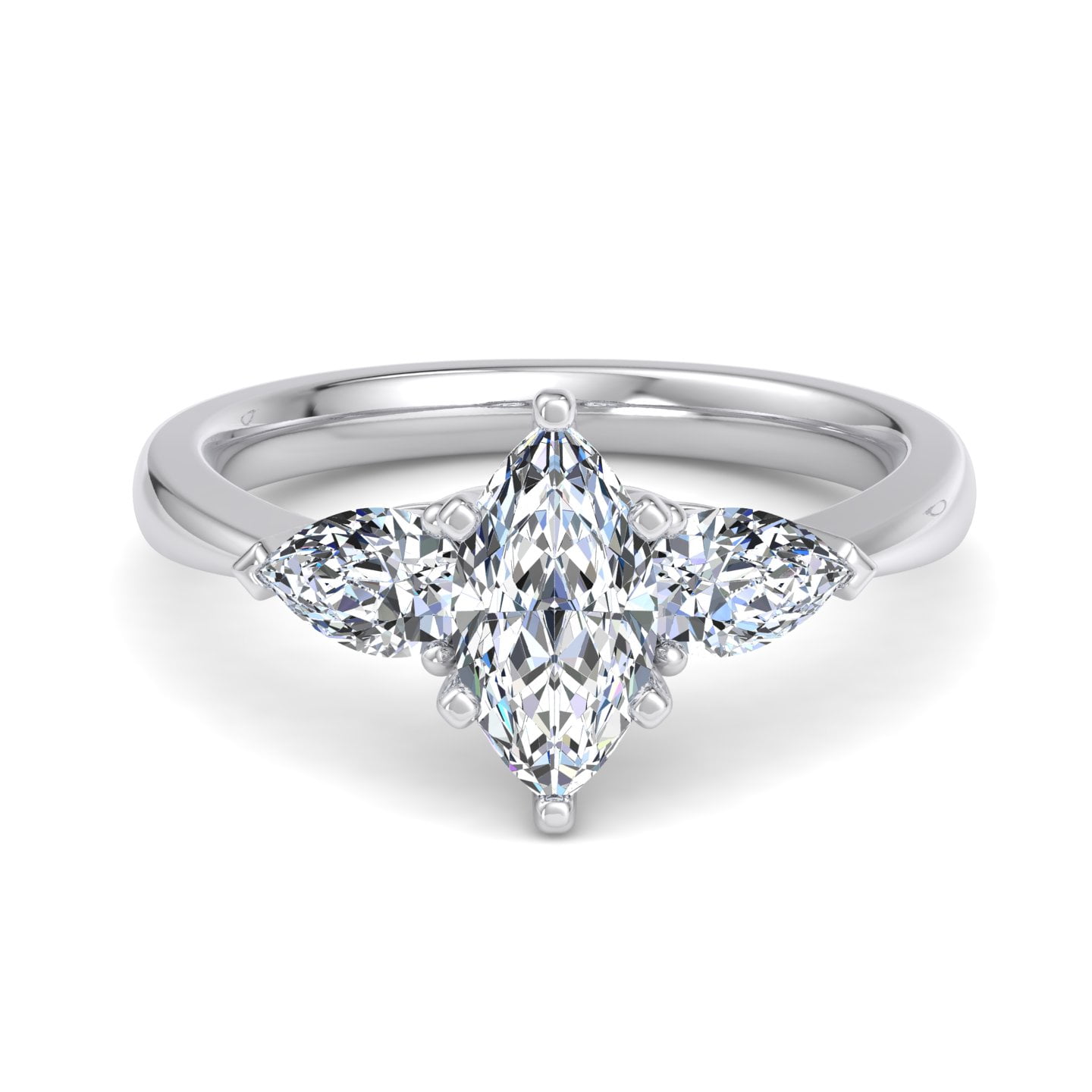 Meryn Jewelry 1.67 Ct Marquise Cut Moissanite Ring - Three Stone 14K ...