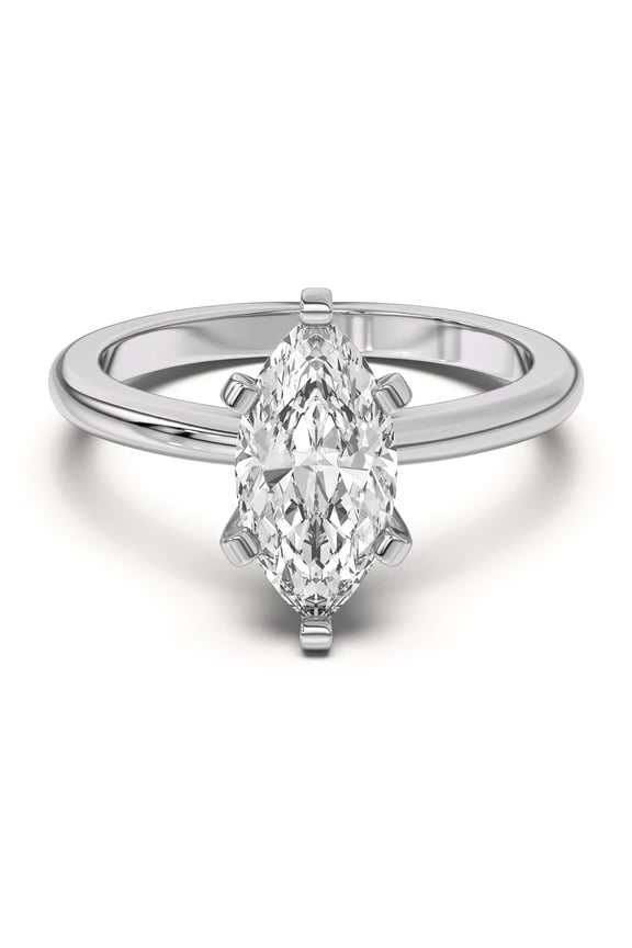 ry 1.67 Ct Moissanite Engagement Ring - 14K White Gold Plated Marquise Cut Wedding Ring for Women - Timeless Design - Anniversary Jewelry for Celebrating Love and Commitment