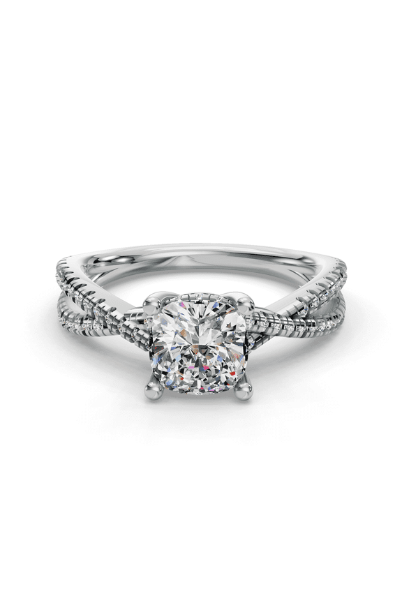 ry 1.8 Ct Cushion Cut Diamond Ring - Infinity Twisted Cross Over Shank Engagement Ring for Her - 14K White Gold Plated Prong Setting - Moissanite Wedding Ring - Ideal Gift for Her