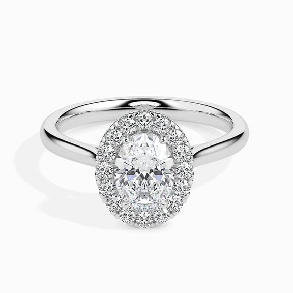 Meryn Jewelry Women's Halo Engagement Ring - 1.8 Ct Oval Cut Moissanite - 14K White Gold Plated - Prong Set - Perfect for Proposals - Bridal Jewelry - Gifts for Her - Anniversary Celebration