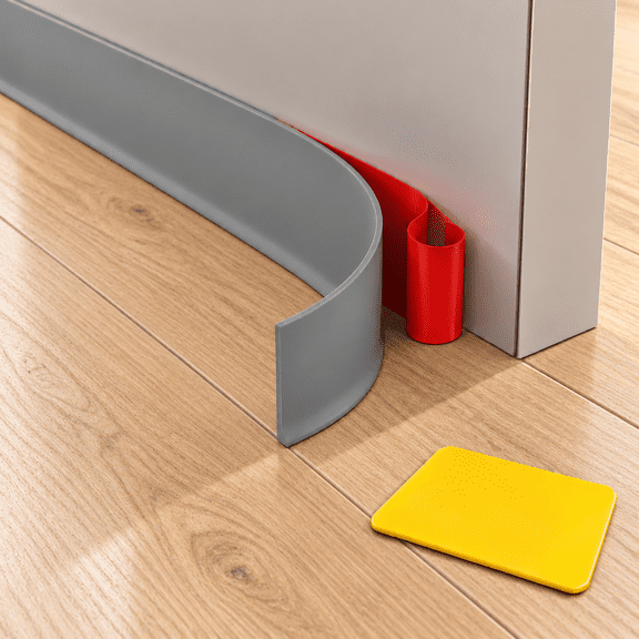 Merzark Self-Adhesive Vinyl Wall Base Baseboard Molding Trim, 2.8 in x 20 ft Peel and Stick Flexible PVC Cove Base, Waterproof and Easy to Cut, Gray, with Scraper Tool, 1 Roll