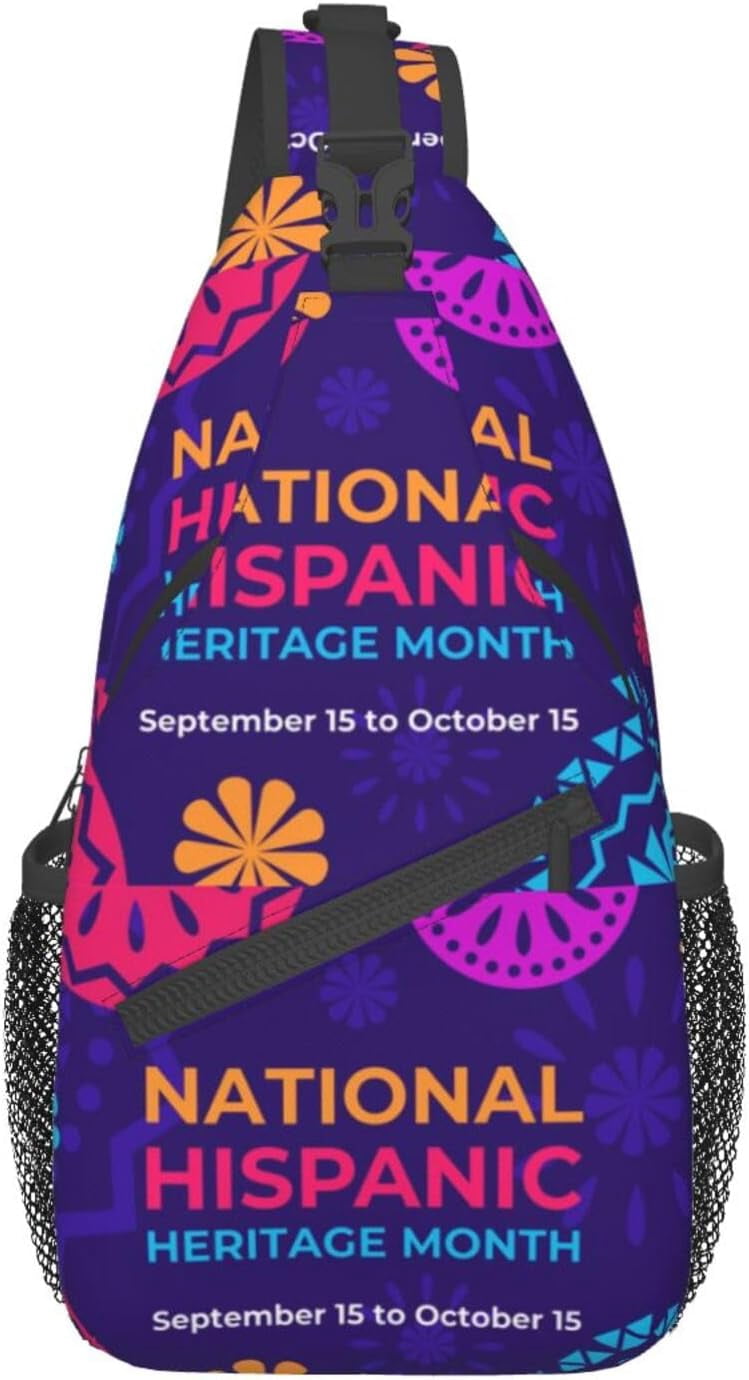 Mes Nacional De La Herencia Hispana Hispanic Heritage Month Sling Bag Crossbody Hiking Travel Chest Bags Backpack Shoulder Daypack for Women Men