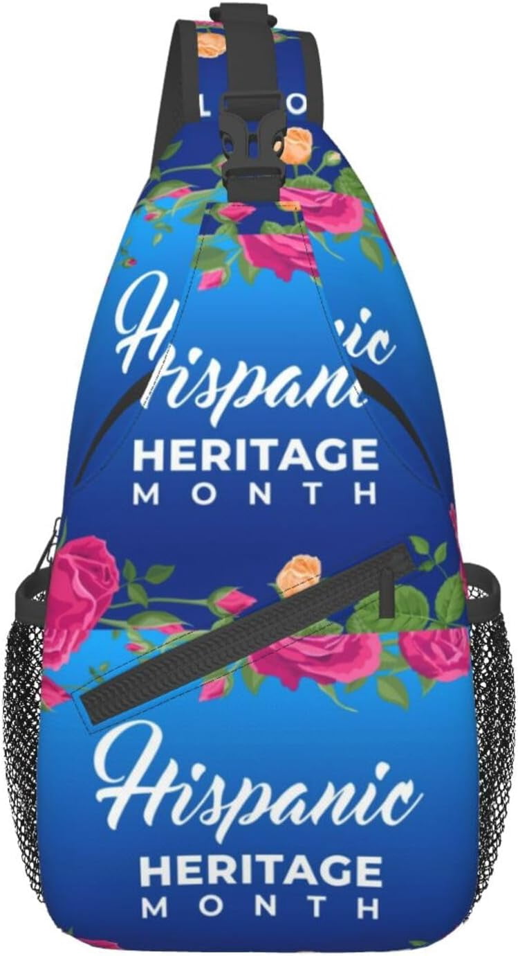 Mes Nacional De La Herencia Hispana Hispanic Heritage Month Sling Bag Crossbody Hiking Travel Chest Bags Backpack Shoulder Daypack for Women Men