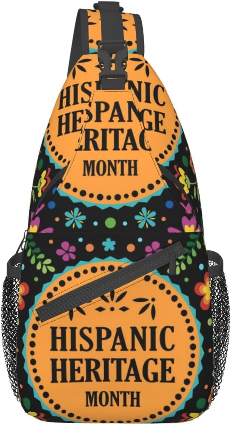 Mes Nacional De La Herencia Hispana Hispanic Heritage Month Sling Bag Crossbody Hiking Travel Chest Bags Backpack Shoulder Daypack for Women Men