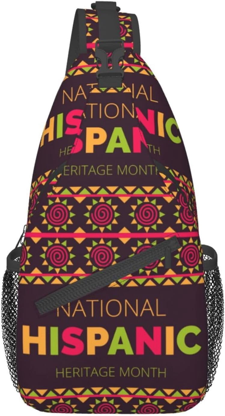 Mes Nacional De La Herencia Hispana Hispanic Heritage Month Sling Bag Crossbody Hiking Travel Chest Bags Backpack Shoulder Daypack for Women Men