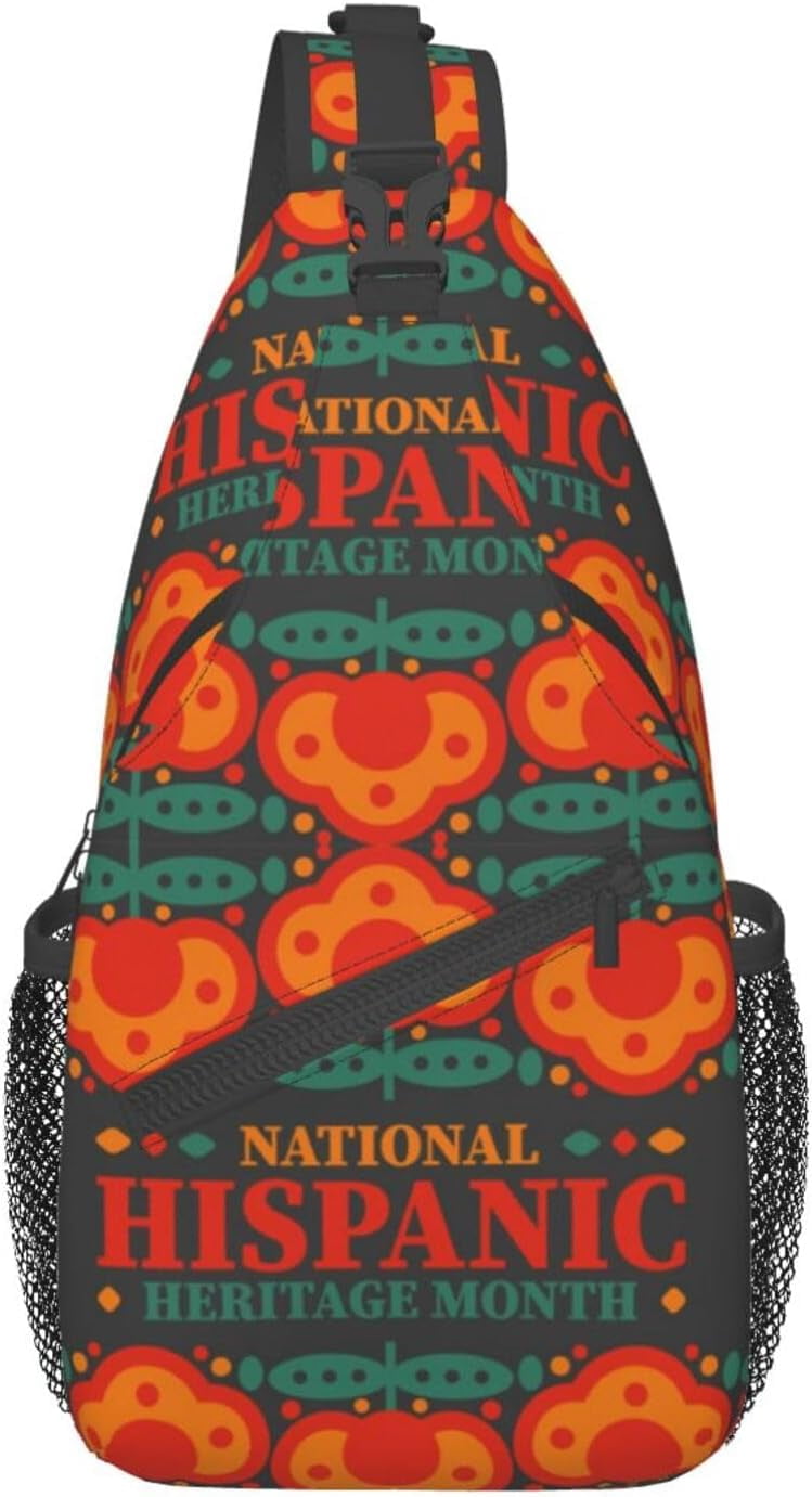 Mes Nacional De La Herencia Hispana Hispanic Heritage Month Sling Bag Crossbody Hiking Travel Chest Bags Backpack Shoulder Daypack for Women Men