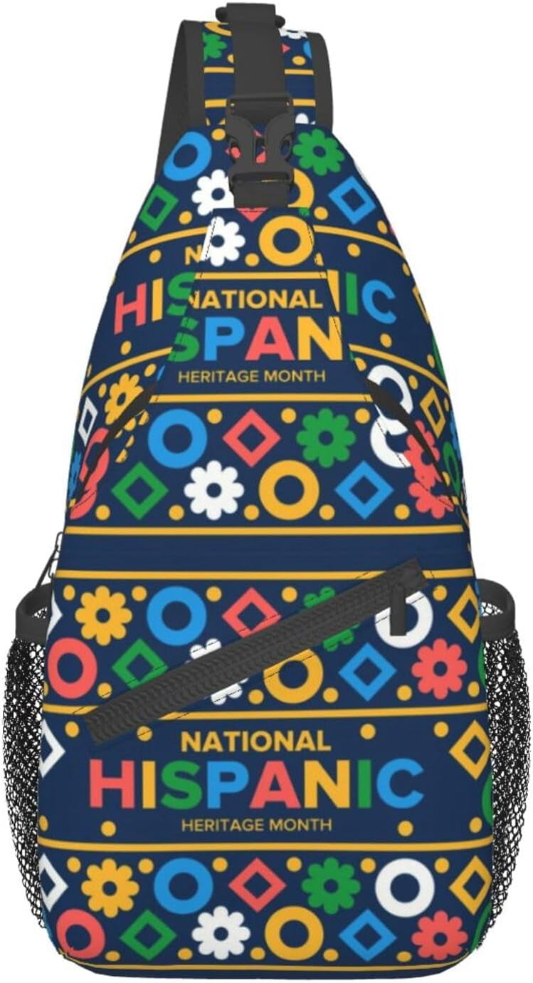 Mes Nacional De La Herencia Hispana Hispanic Heritage Month Sling Bag Crossbody Hiking Travel Chest Bags Backpack Shoulder Daypack for Women Men