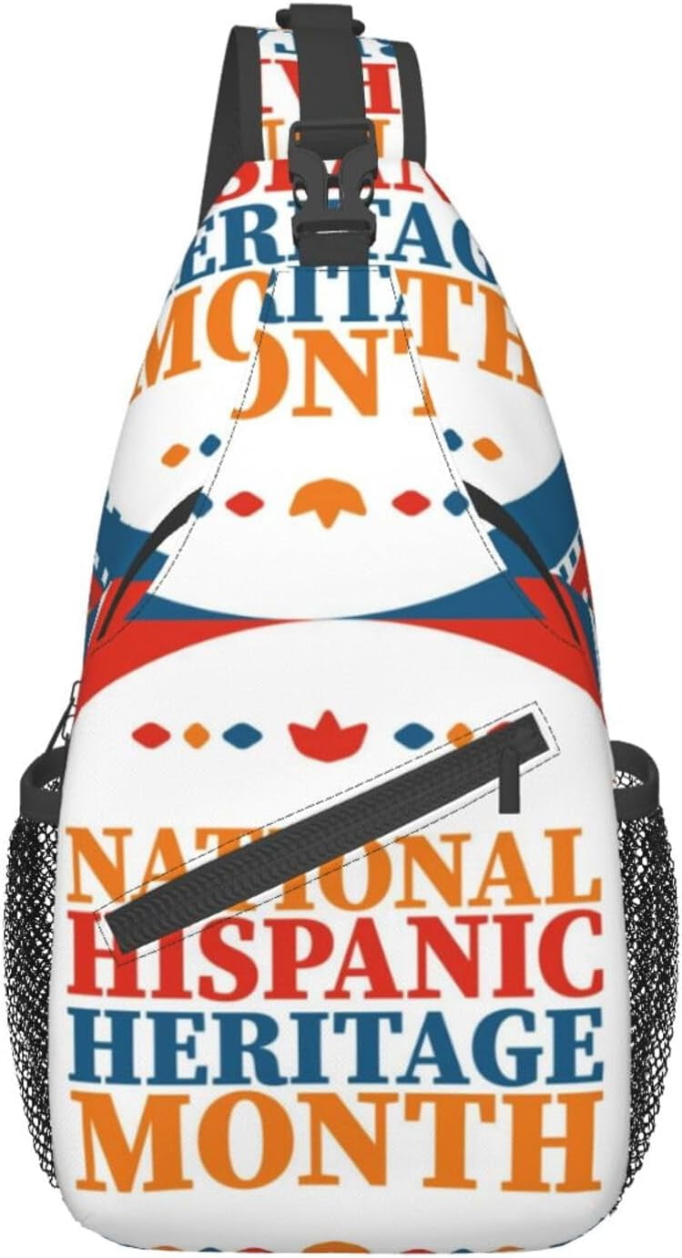 Mes Nacional De La Herencia Hispana Hispanic Heritage Month Sling Bag Crossbody Hiking Travel Chest Bags Backpack Shoulder Daypack for Women Men