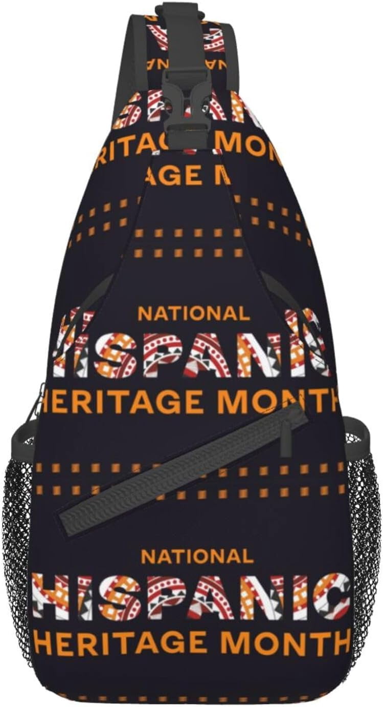 Mes Nacional De La Herencia Hispana Hispanic Heritage Month Sling Bag Crossbody Hiking Travel Chest Bags Backpack Shoulder Daypack for Women Men