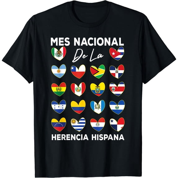 Mes Nacional De La Herencia Hispana Hispanic Heritage Month T-Shirt Black Small