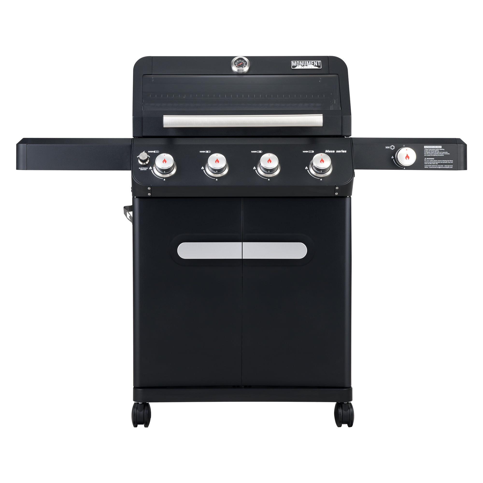 Mesa Black Stainless Steel 4-Burner Propane Gas Grill with Side Burner