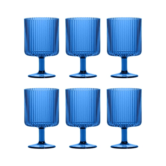 Mesa Acrylic Stacking Wine Glass - Cobalt Blue - 15 oz - Set of 6