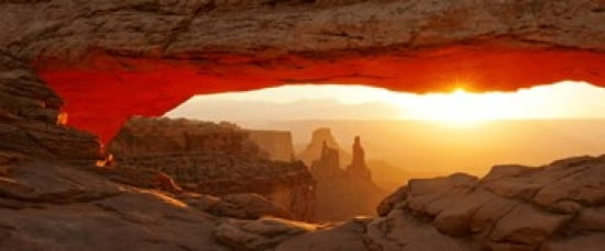 Mesa Arch at sunset Canyonlands National Park Utah USA Canvas Art - Panoramic Images (30 x 13)