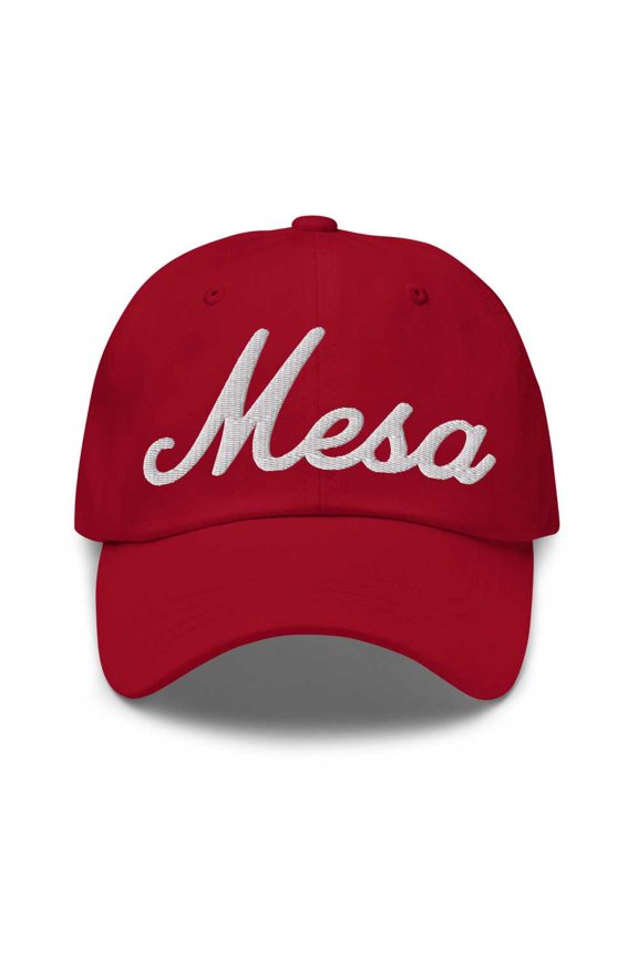 Mesa Baseball Cap Mesa Dad Hat Bold Script Ohio OH Hat Embroidered Souvenir Gift Cranberry