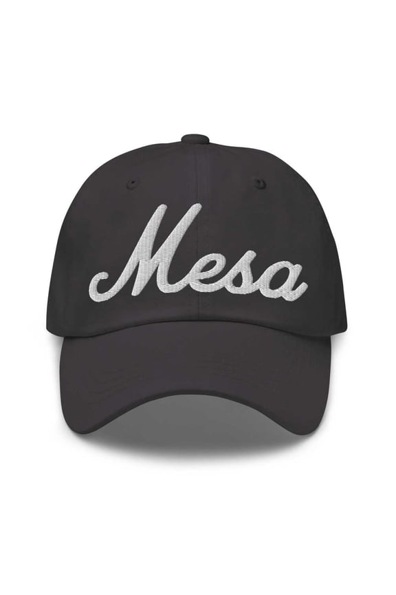 Mesa Baseball Cap Mesa Dad Hat Bold Script Ohio OH Hat Embroidered Souvenir Gift Dark Grey