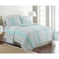 thumbnail image 1 of Mesa Blue Stripe 3-Piece Quilt Set Full/Queen, 1 of 3