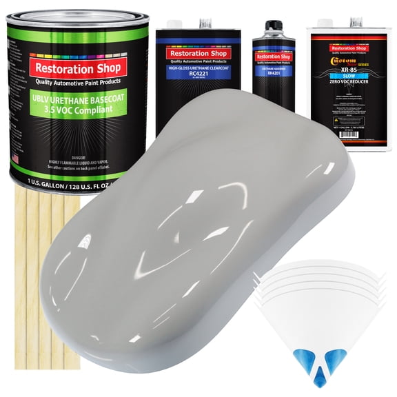 Mesa Gray Low VOC SLOW 1 Gallon Auto Car Paint Kit URETHANE BASECOAT & Clearcoat