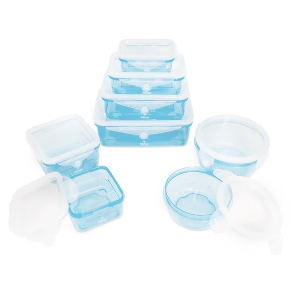 Mesa Living Plastic Food Storage Set with Click Lock Silicone Lids, 8pc Set