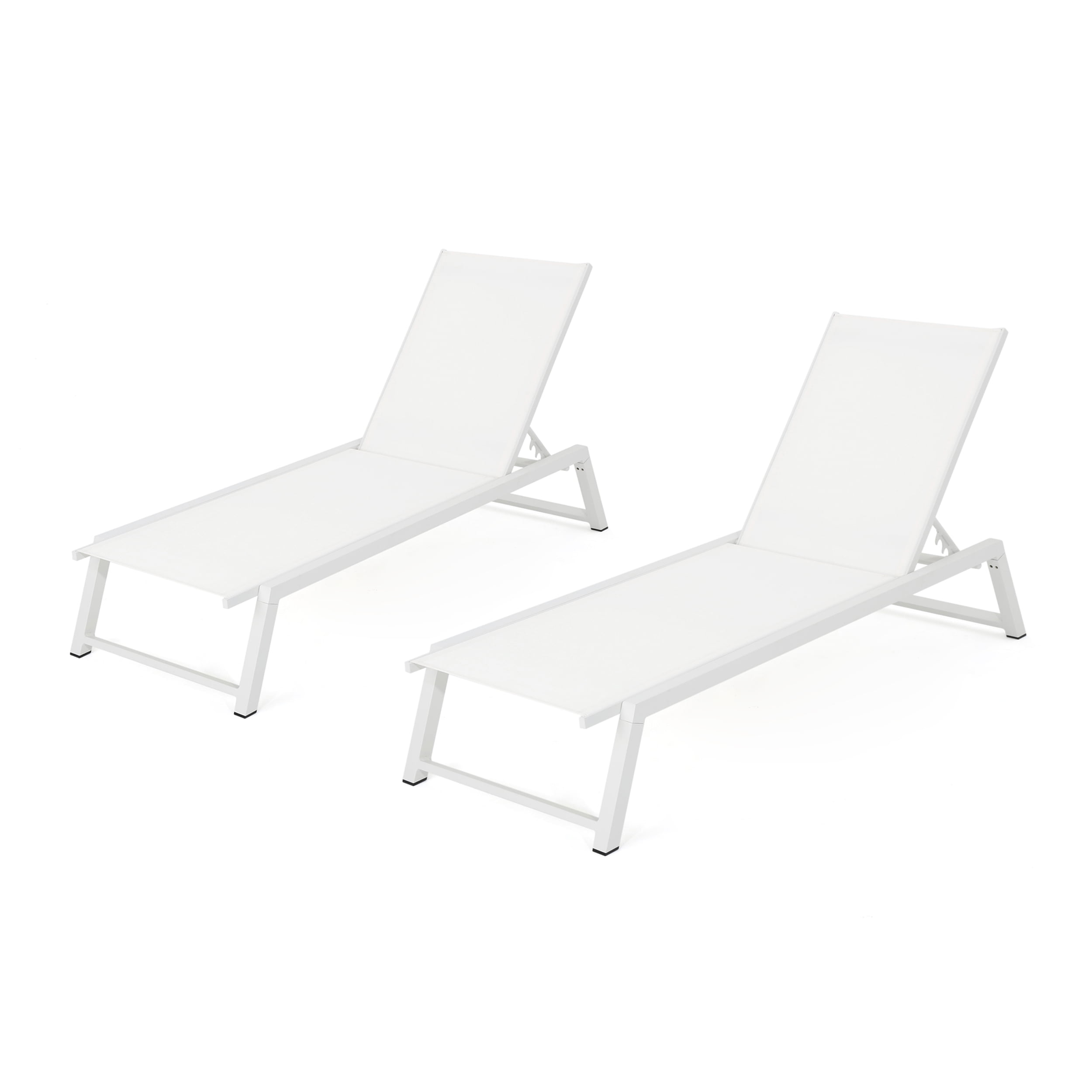Mesa Outdoor White Mesh Chaise Lounge with Aluminum Frame, Set of 2 ...
